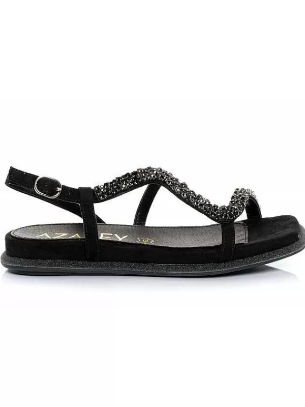 El Rayo Sandals<Azarey 494H500 - Flat Rhinestone Sandal